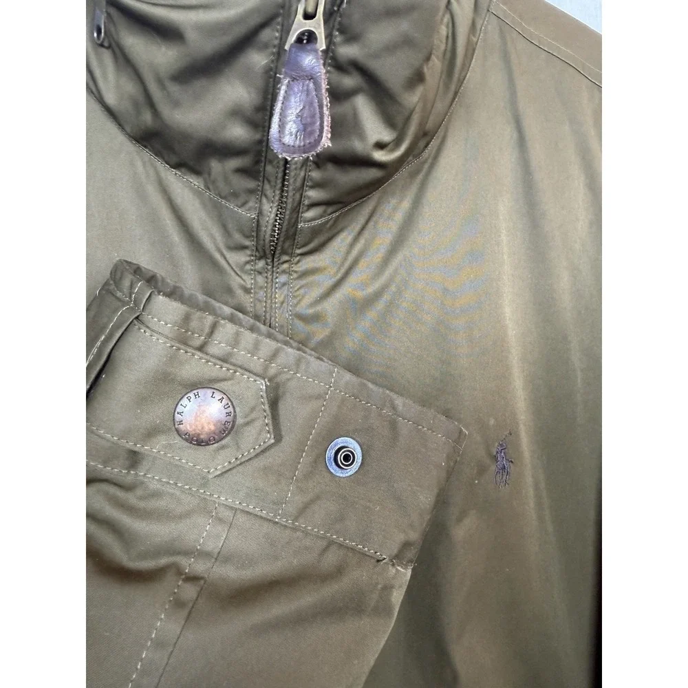 Polo Ralph Lauren Vintage Fleece Lined Jacket XLarge Olive‎ Green Full Zip Hood